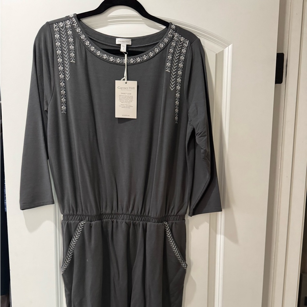Garnet Hill Gray Long Sleeve Jersey Dress